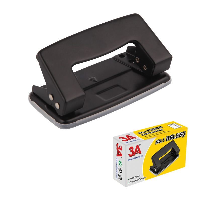 Perforator metalic de birou, capacitate 10 coli, negru - imagine 3